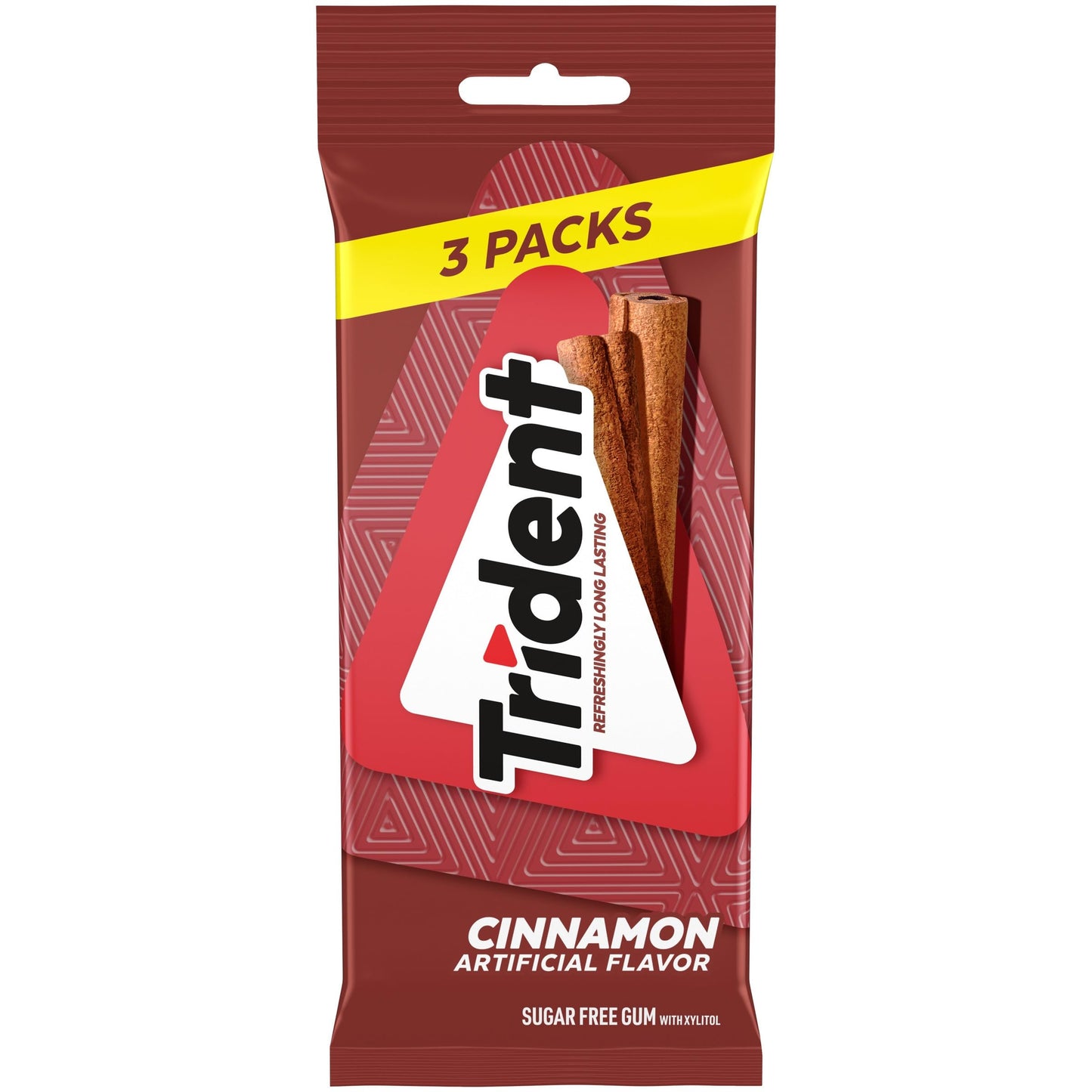 Trident Cinnamon Sugar-Free Chewing Gum, 42 Pieces, 3 Packs of 14 Count, Red, Model 00012546011525