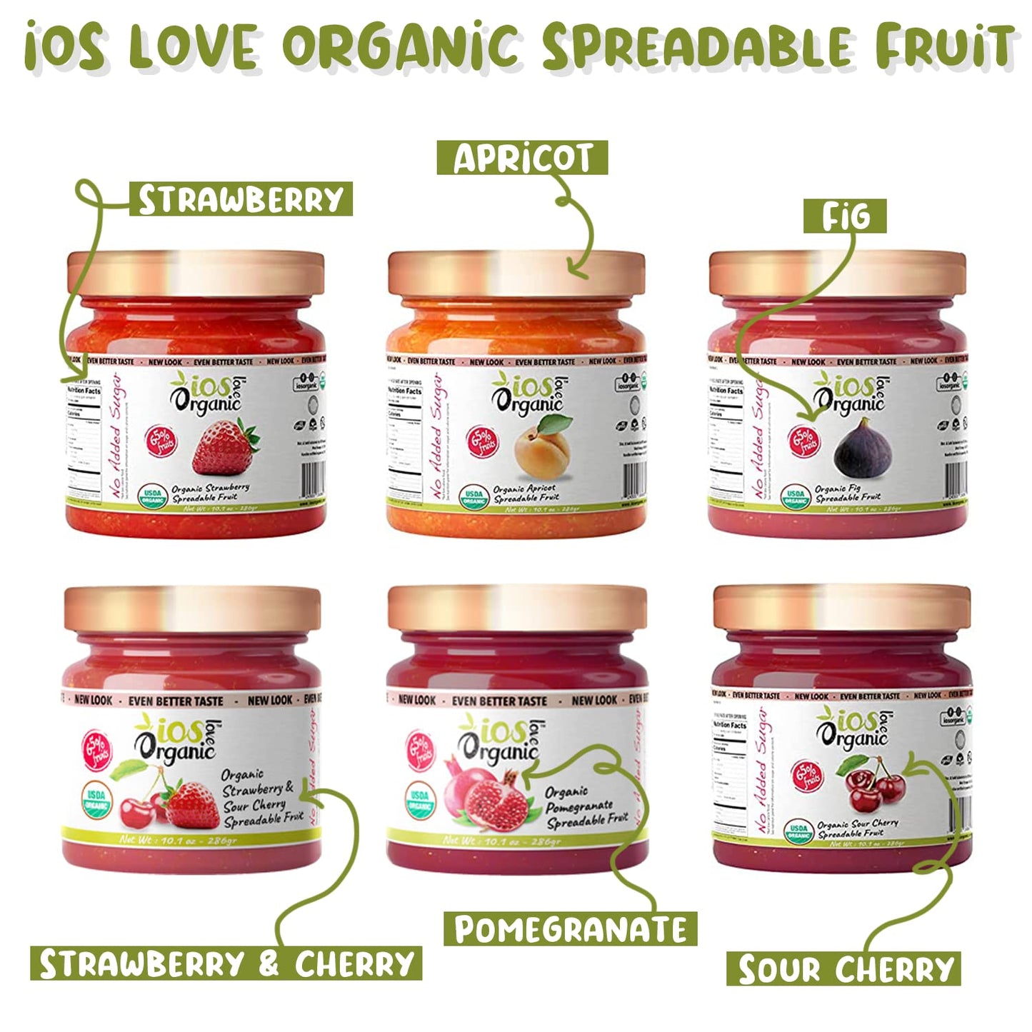 IOS Love Organic Spreadable Fruit - USDA Organic, Non-GMO, Vegan, Gluten Free, No Added Sugar, 10.1 Oz (Pomegranate, Pack of 1)