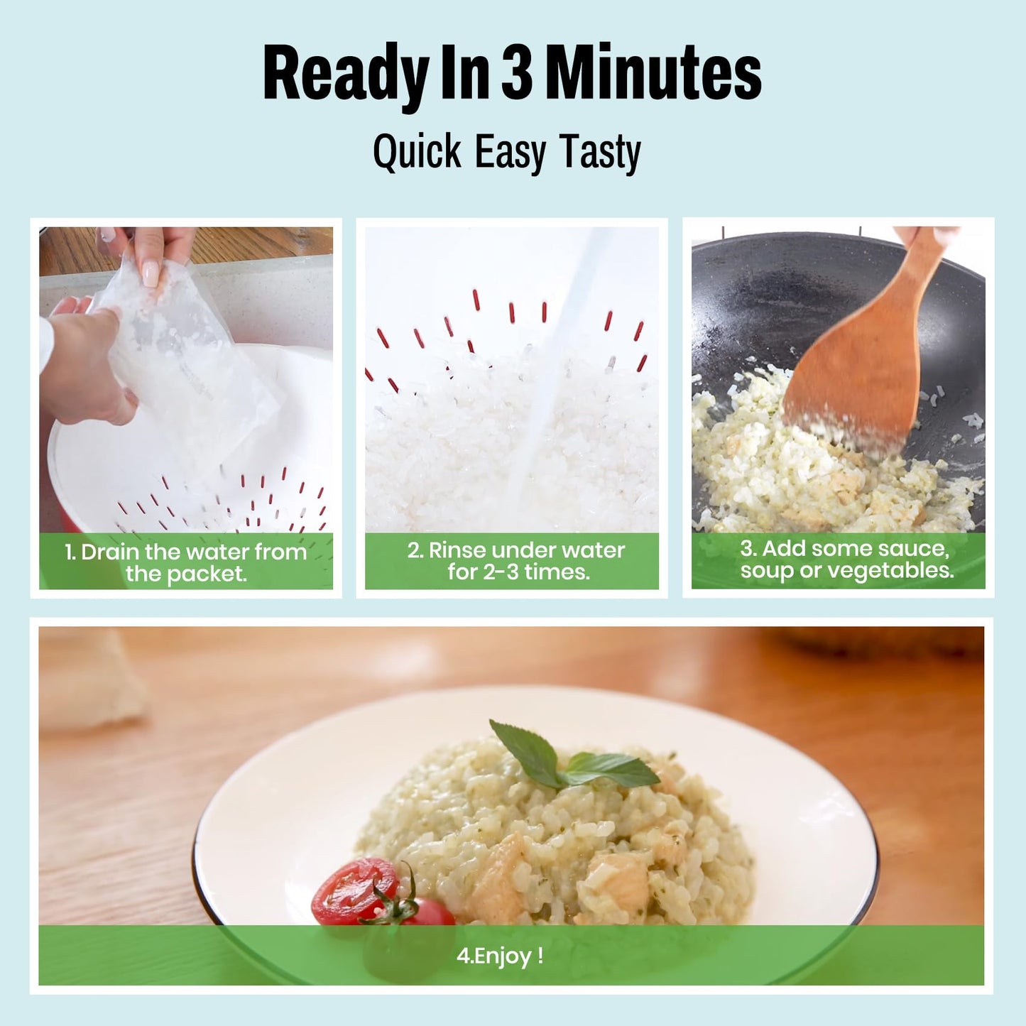 Volo Vero Konjac Rice, 10 Packs Low Carb Shirataki Rice, Keto, Vegan, Gluten-Free, Sugar-Free, Low Calorie, Low Gi, Fat-Free, Re