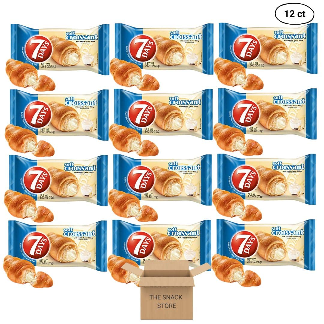 The Snack Store Bundle 7Days Soft Croissant Vanilla Filling, 2.65 Ounce, 2 Boxes Of 6 Count, 12 Total Soft Croissant!