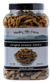 Medley Hills Farm Sesame Sticks Original Snacks - 16 Ounce Reusable Container - Delicious Midday Snack