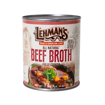 Lehmans Canned Beef Broth - All Natural Stock, 27 oz Can, Case of 12, Multicolor