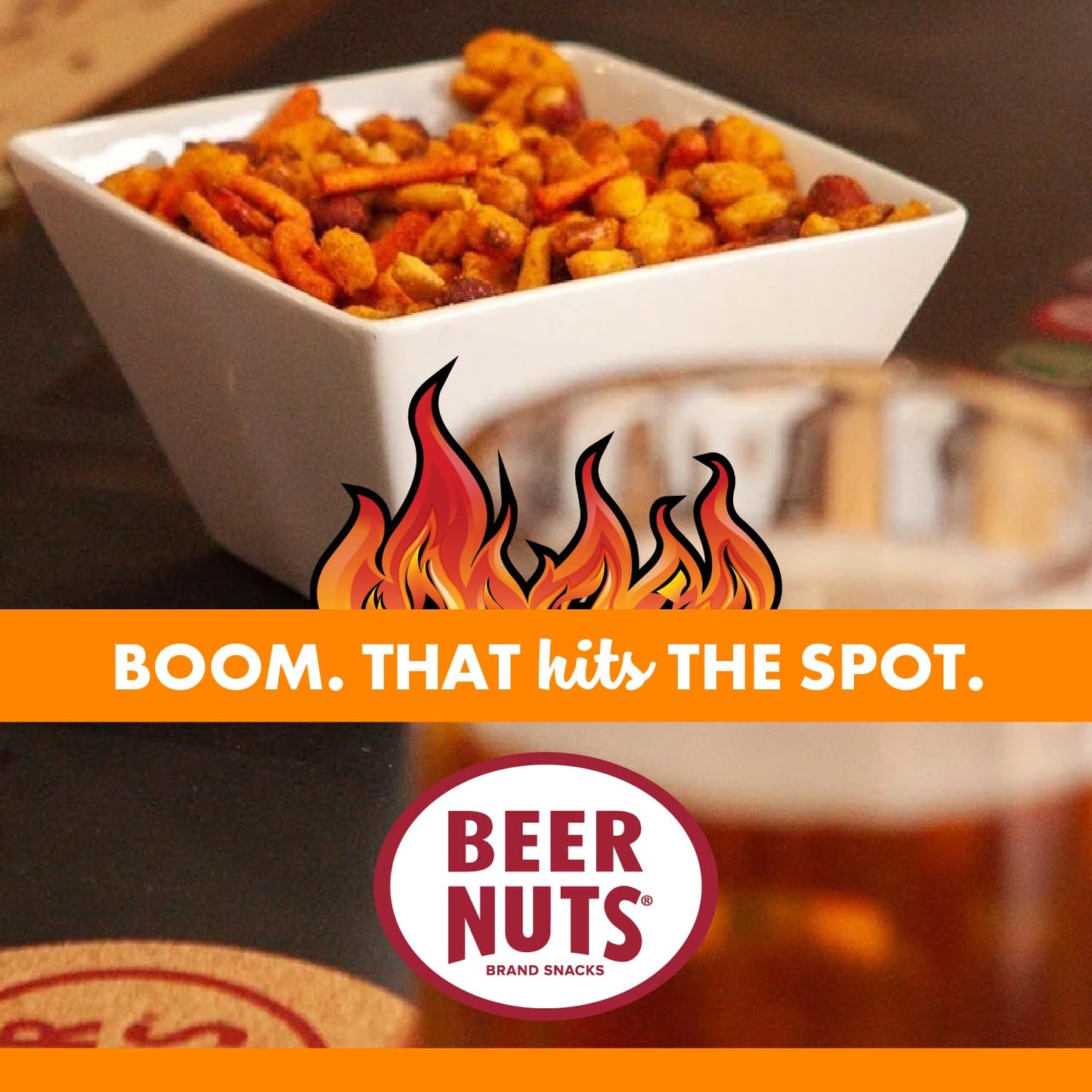 malt-inspired NUTS Habanero Bar Mix - Fiery Hot Peanuts and Corn Sticks - 20oz Resealable Bag