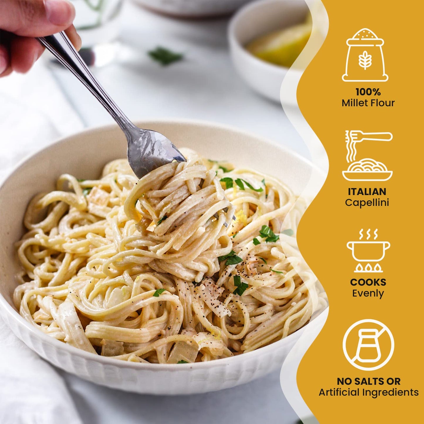 Big Green Organic Food- Organic Millet Capellini, Gluten-Free, Lectin-Free, Non-Gmo, Vegan, 6G Of Protein, Wheat And Rice Altern