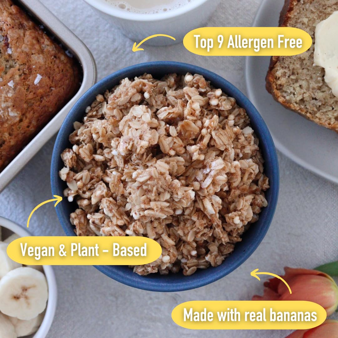 Safe + Fair Banana Bread Granola – Allergen-Free With Whole & Ancient Grains – Gluten-Free, Plant-Based, Non-Gmo, No Artificial Ingredients – Perfect For Breakfast Or Dessert – 12Oz, 6 Pack
