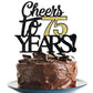 Klionjor Birthday Cake Topper, 75th Anniversary Decoration, Black Gold, Paper, Model 85