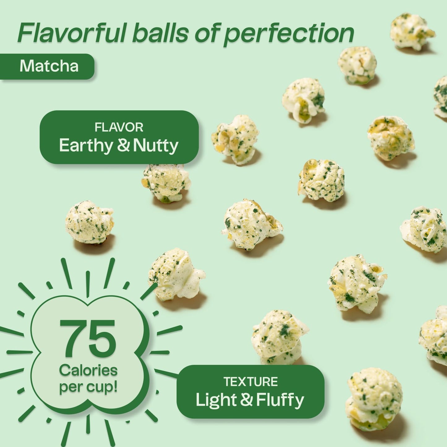 Tochi Gourmet Popcorn Snacks - Matcha Flavor - Using Large Popcorn Kernels, Popcorn Balls, Gluten Free, Non Gmo Corn, All Natural, Healthy Pop Corn Individual Bags, Made With Coconut Oil (2.8 (1 Pack))