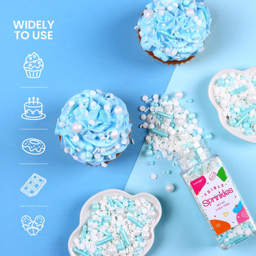 Blue Sprinkles For Cake Decorating, 3.52Oz Edible White Pearl Sprinkles, Cupcake Sprinkles, Baking Sprinkles, Ice Cream Sprinkle