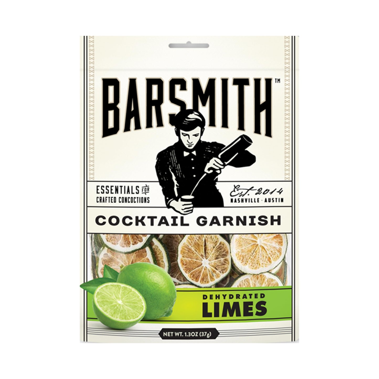 Barsmith Dehydrated Lime Slices - Real Lime Garnish for Cocktails & Cooking - 1.3oz (Pack of 2)