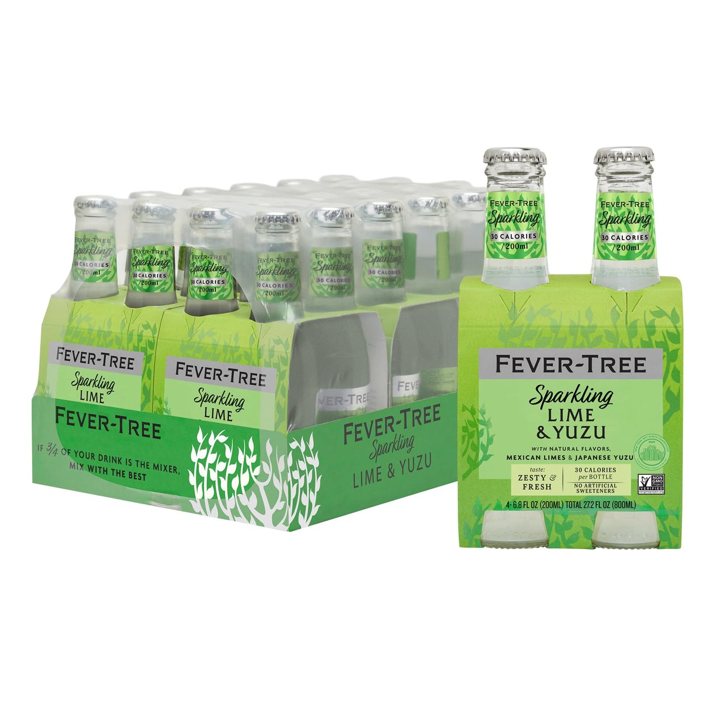 Fever-Tree Sparkling Yuzu & Lime Mixer - Premium Quality - 200 ML Bottles, Pack of 24
