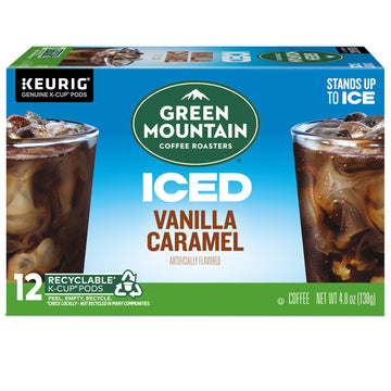 Green Mountain Coffee Roasters Iced Vanilla Caramel, Single Serve Keurig K-Cup Pods, Flavored Iced Coffee, 12 Count(Pack Of 6)