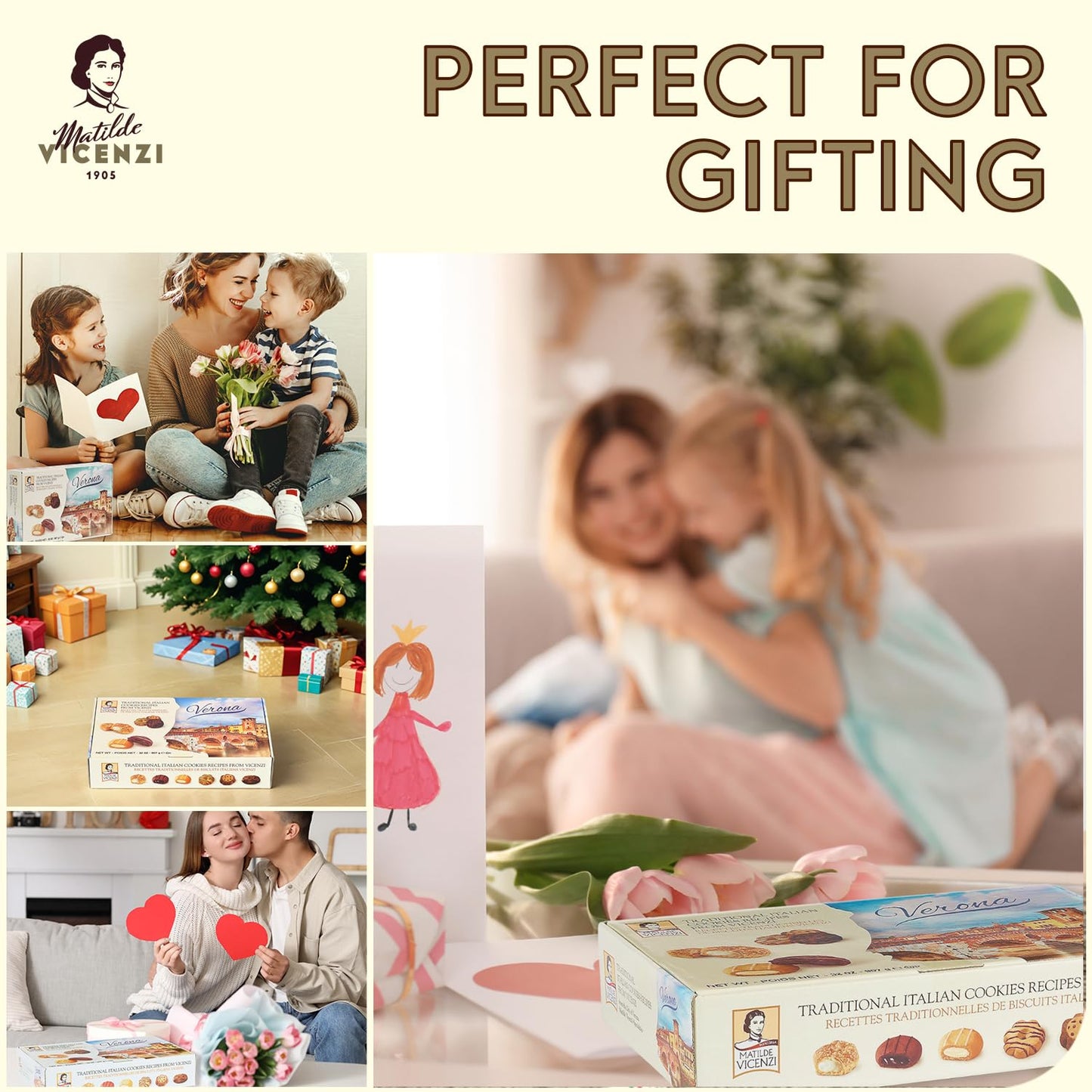 Matilde Vicenzi Verona Excellence Gift Box - Assortment Of Italian Pastries And Cookies For Corporate, Birthday, Mother'S Day, F