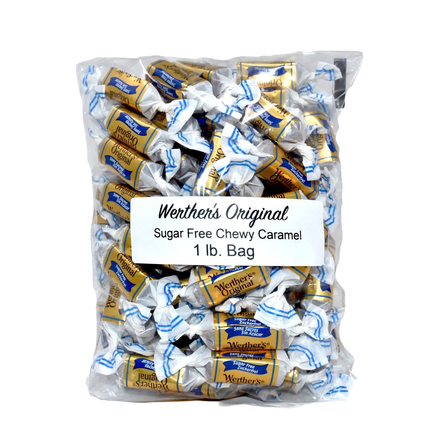 Aromatik Werthers Original Hard Candy, Sugar Free Chewy Caramel, 1 lb Resealable Pouch