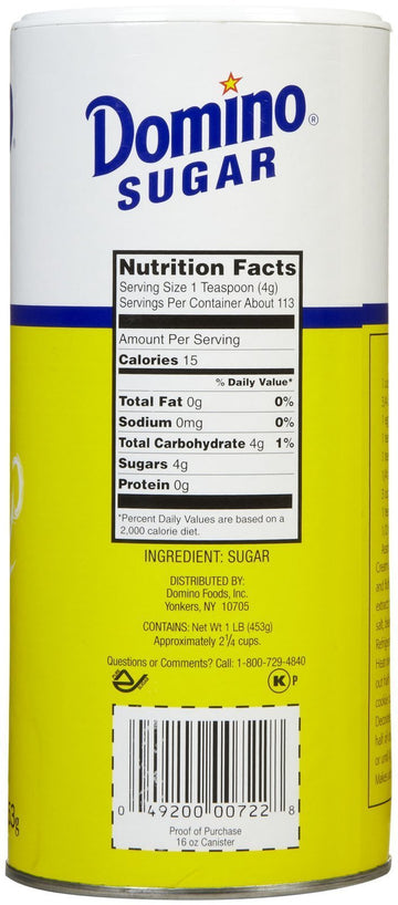 Domino Pure Cane Granulated Sugar Easy Pour Top 16 Oz