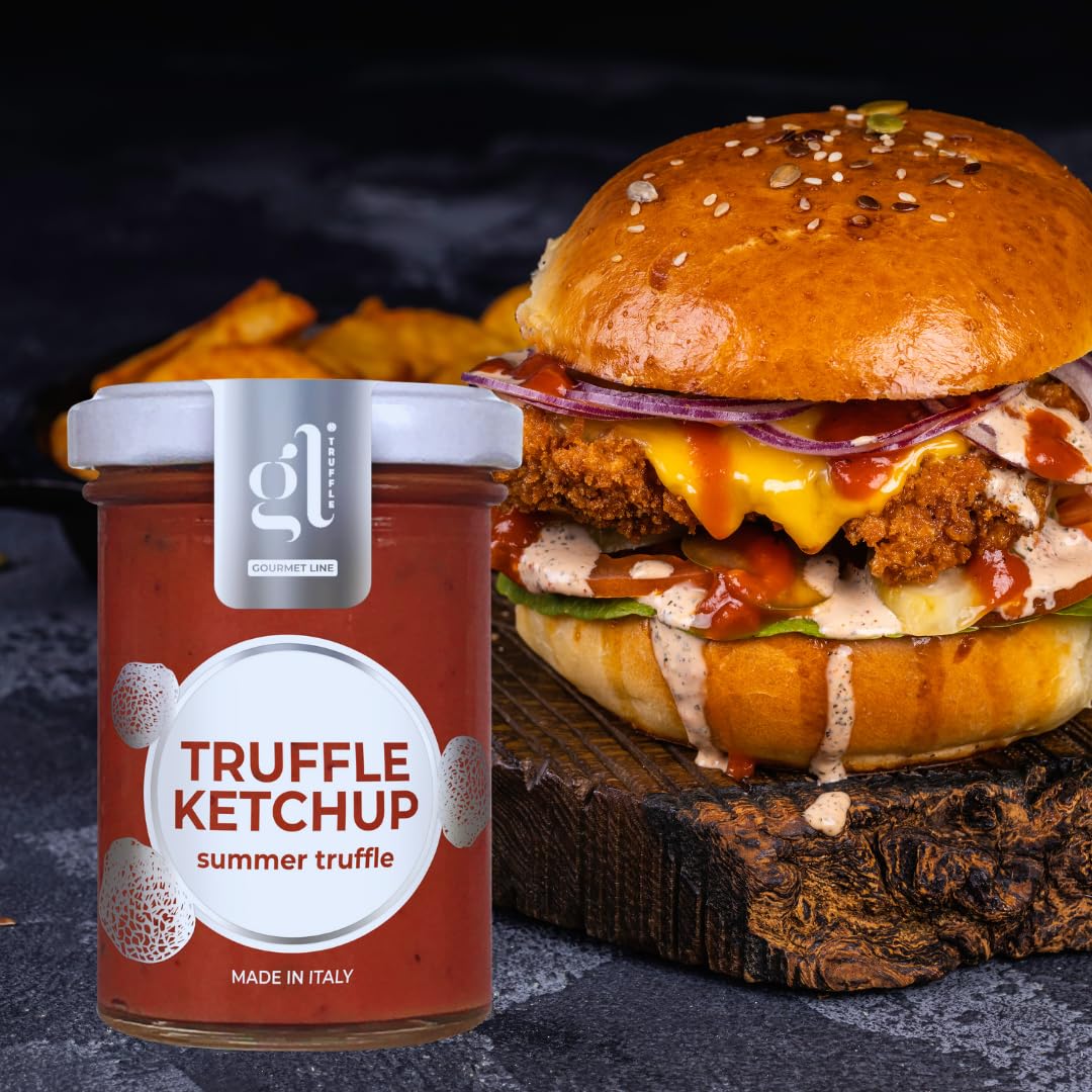 Italian Truffle Ketchup, 100 Gr (3.5 Oz), Italian Tomato Ketchup Infused With Black Truffles, French Fries Dip, Non Gmo, Vegan,