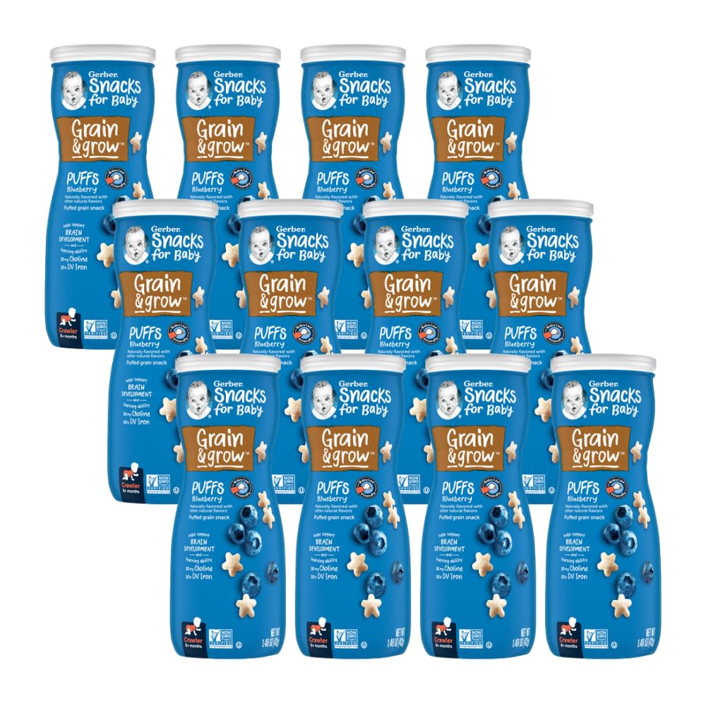 Gerber Graduates Blueberry Puffs Cereal Snacks 1.48 Ounce (Pack Of 12)