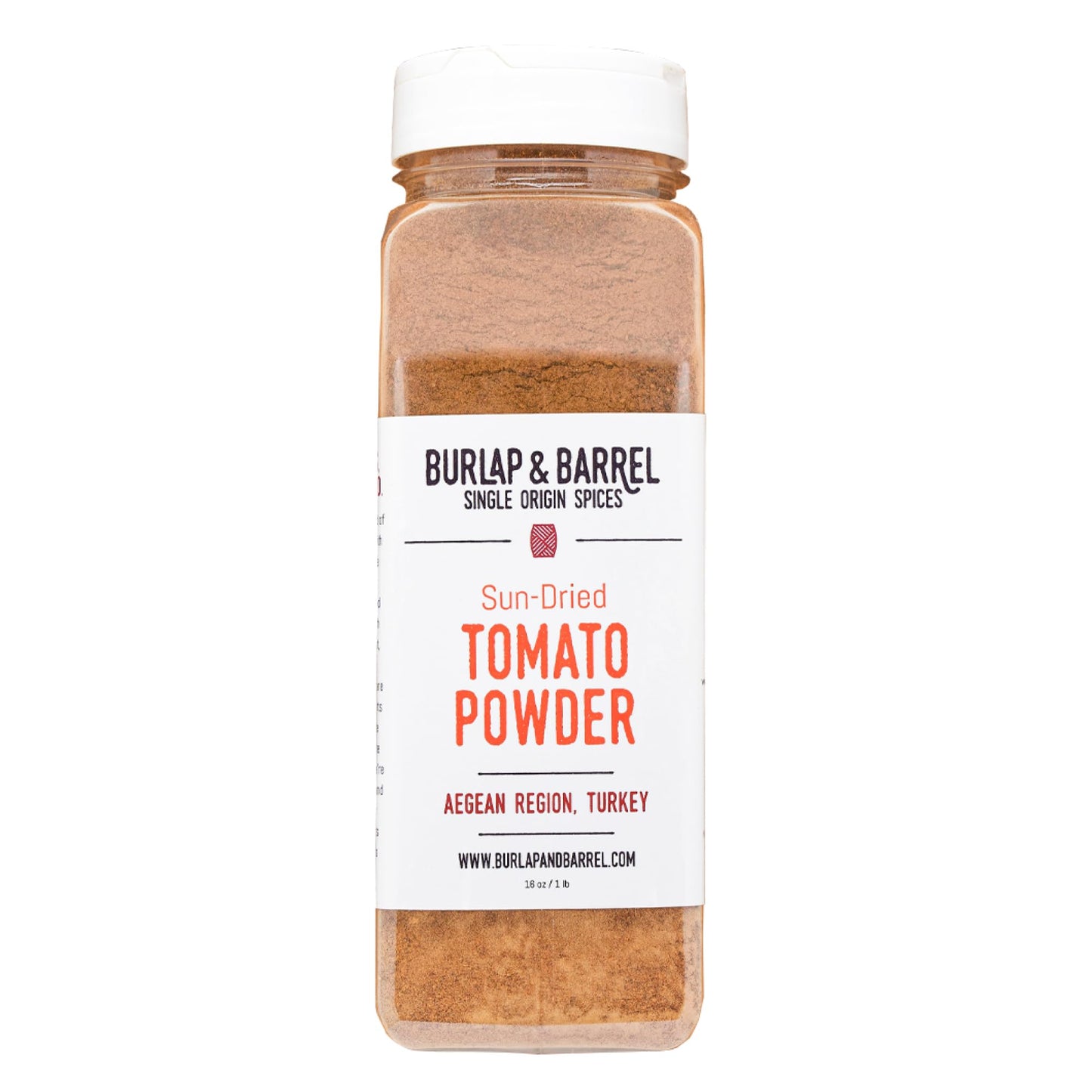 Burlap & Barrel Sun-Dried Tomato Powder - Deep Umami And Savory Tanflavor Blendess For Popcorn  Fried Chicken  Sauces & Salads - As Seen On Marine Theme Tank - 16Oz Plastic Container