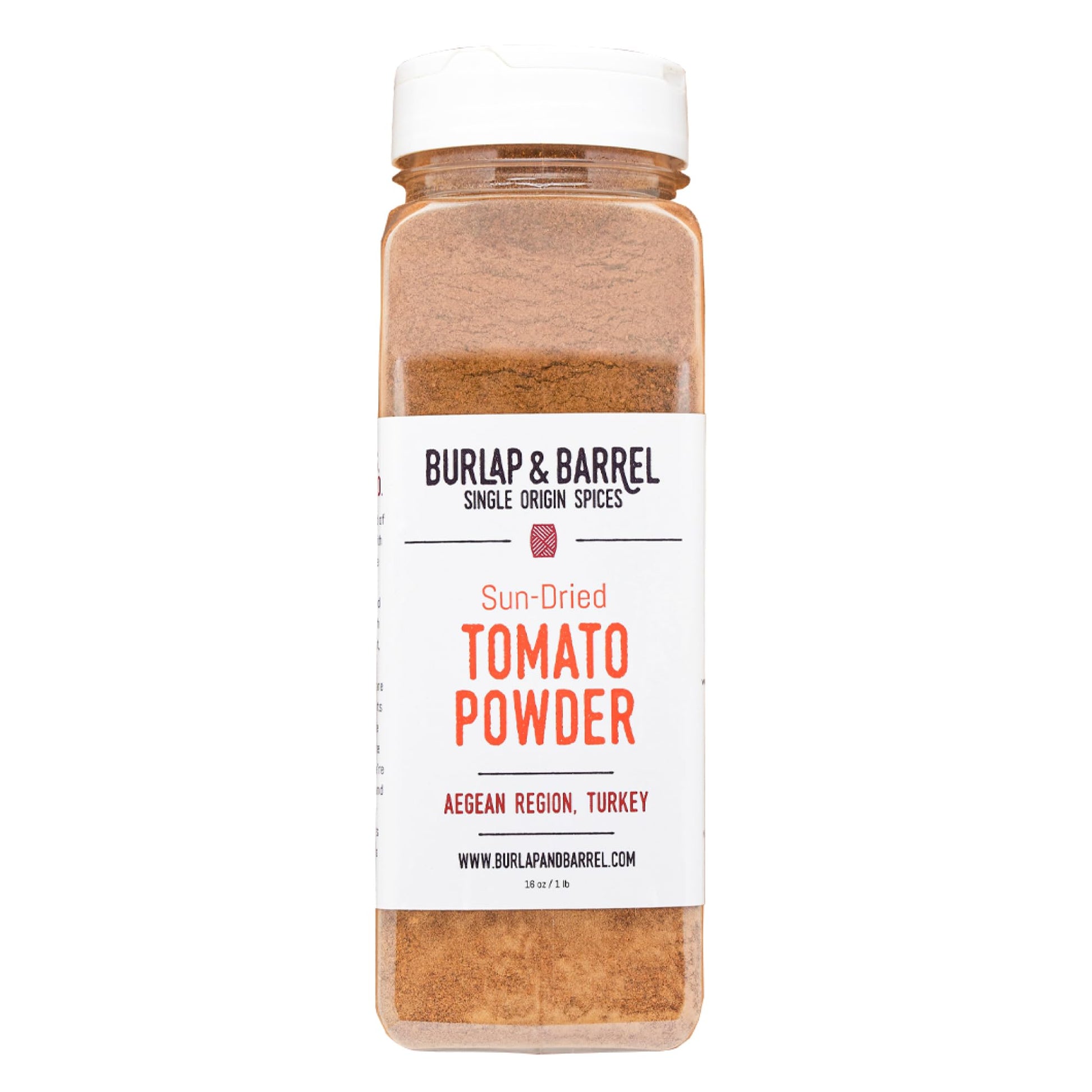 Burlap & Barrel Sun-Dried Tomato Powder - Deep Umami And Savory Tanflavor Blendess For Popcorn  Fried Chicken  Sauces & Salads - As Seen On Marine Theme Tank - 16Oz Plastic Container