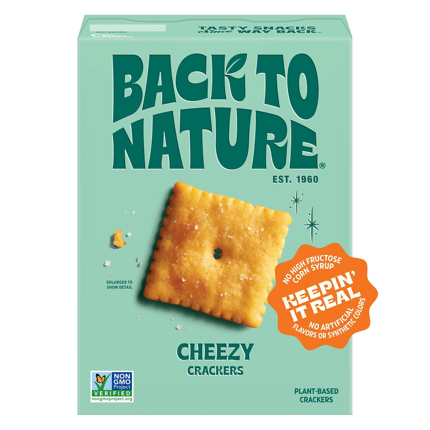 Back to Nature Cheese Flavored Crackers - Non-GMO, Made with Wheat Flour, Vegan, Delicious Snacks, Cheezy Square, 5 Ounce