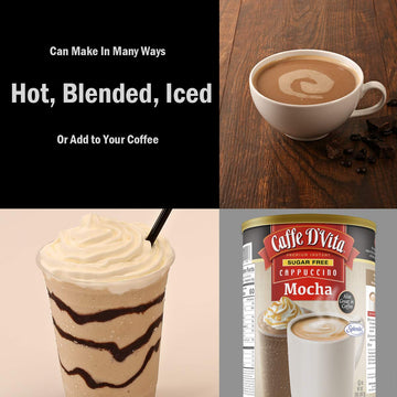 Caffe DVita Sugar Free Mocha Cappuccino Mix, Gluten Free, 32 oz Can