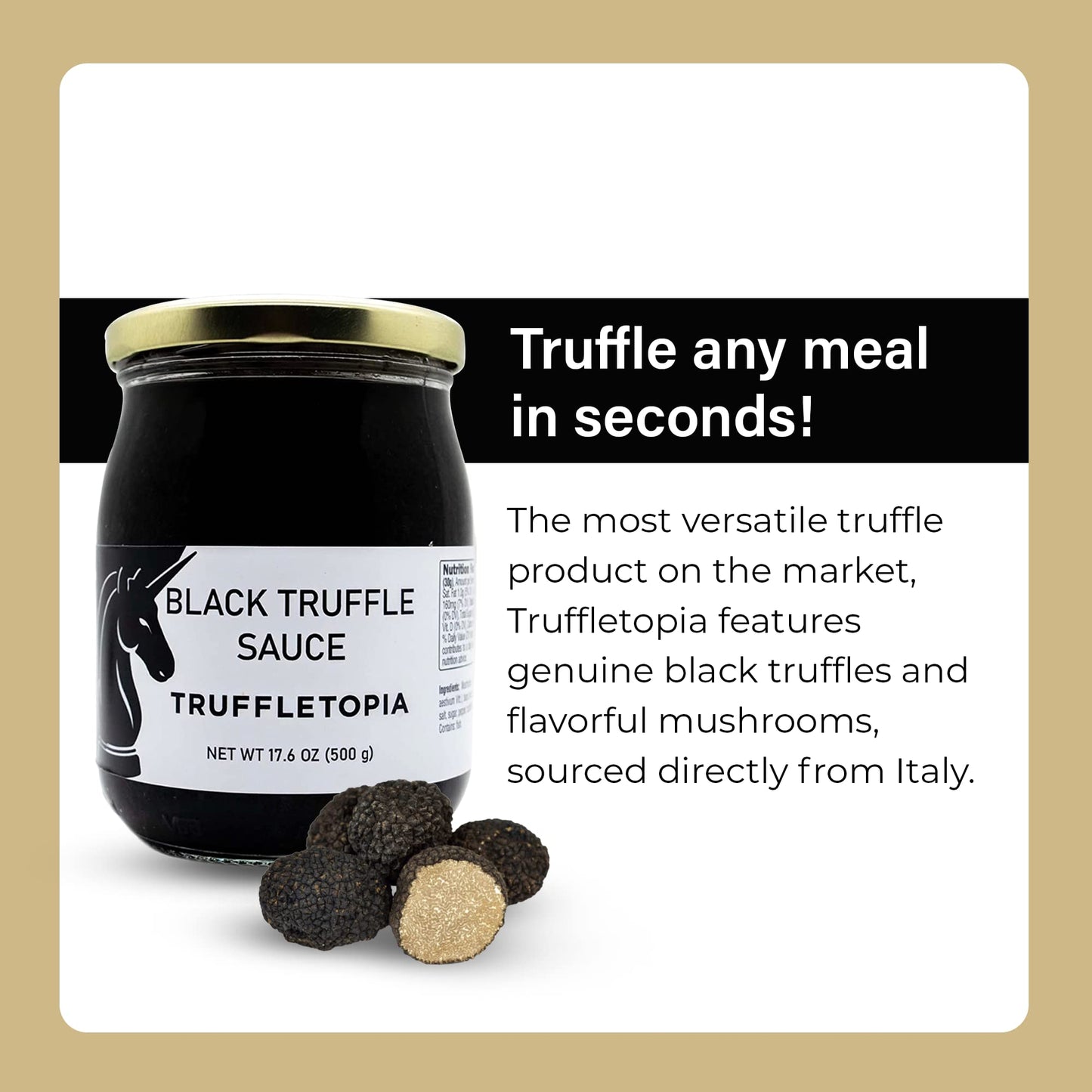 Truffletopia I Black Truffle Sauce I With Real Natural Black Truffles I For Seasoning, Cooking & Baking I Gluten Free, Non-GMO,