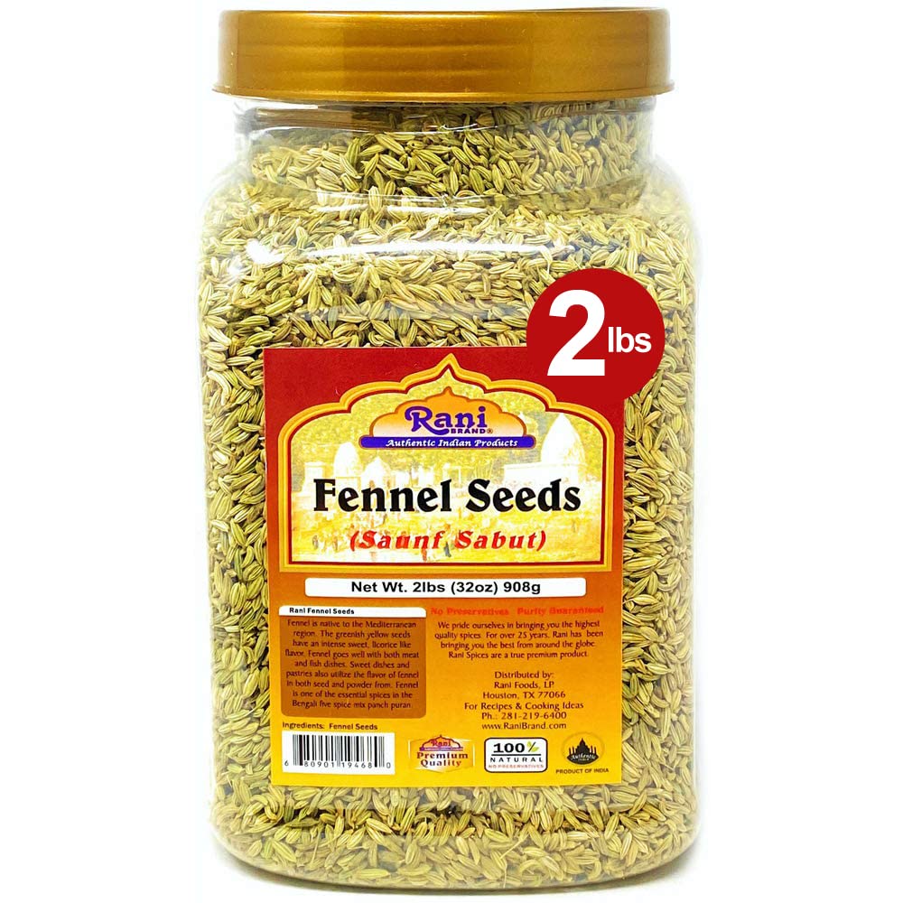 Rani Fennel Seeds (Saunf Sabut) Whole Spice 32Oz (2Lbs) 908G Pet Jar All Natural Gluten Friendly Non-Gmo Vegan Indian Origin