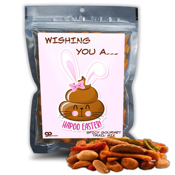 Happy Poop Emoji Bunny Snack Blend Spicy Gourmet Trail Mix Easter Basket Filler Candy Alternative Funny Food Gift for Women