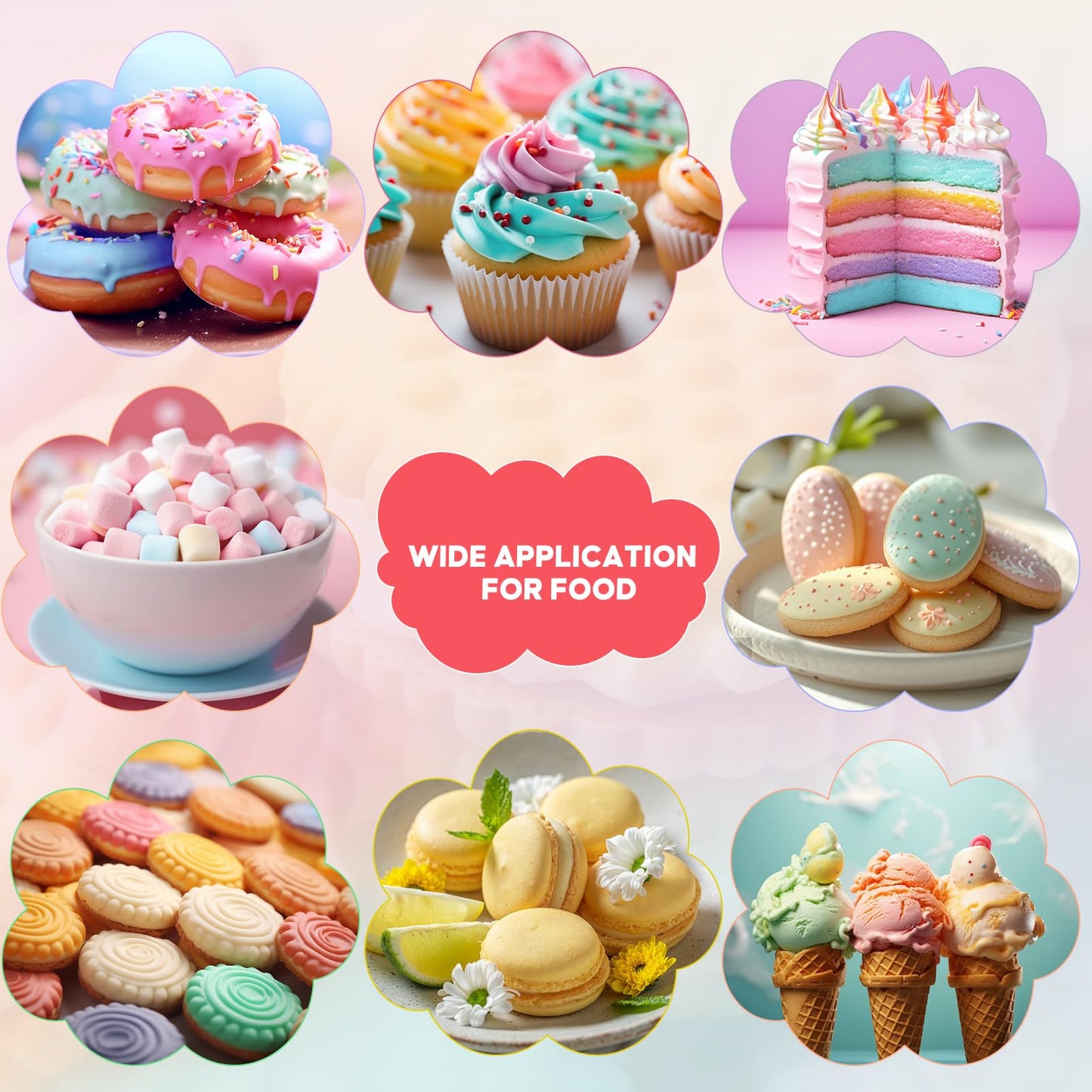 Food Coloring for Cake Decorating Macaron Edible Food Dye for Baking Royal Icing Cookie Supplies Gluten Free 7x12ml Food Grade L
