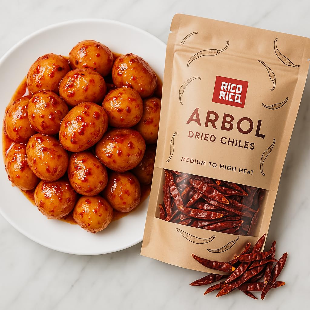 Rico Rico Chile De Arbol 4 Oz - Enhanced Dried Arbol Chili Peppers, Spicy Hot Heat For Mexican, Chinese & Thai Dishes, Resealable Bag