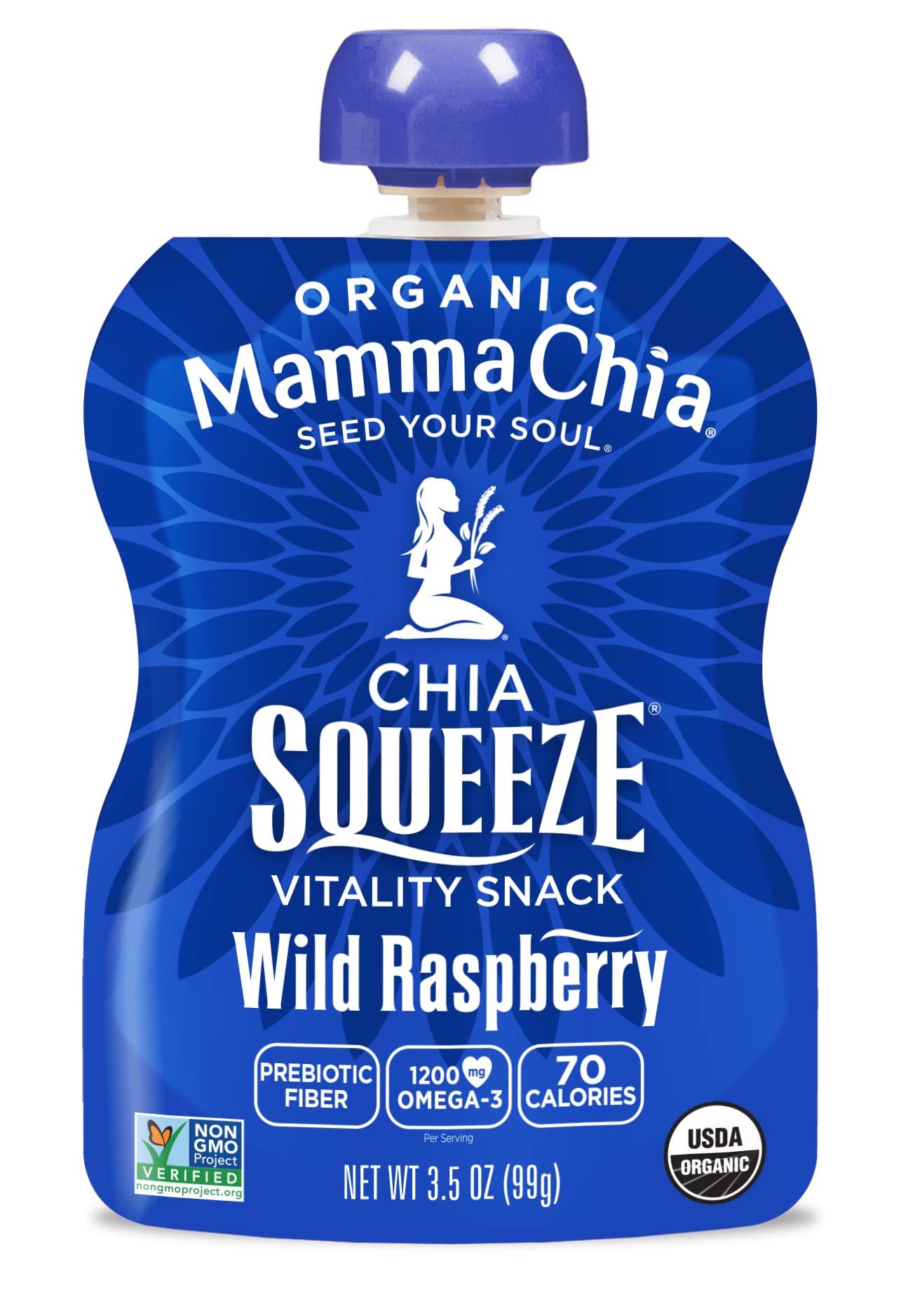 Mammachia Organic Chia Squeeze Vitality Snack, Wild Raspberry, No Added Sugar, Vegan Friendly, Kosher, USDA Certified Organic, G