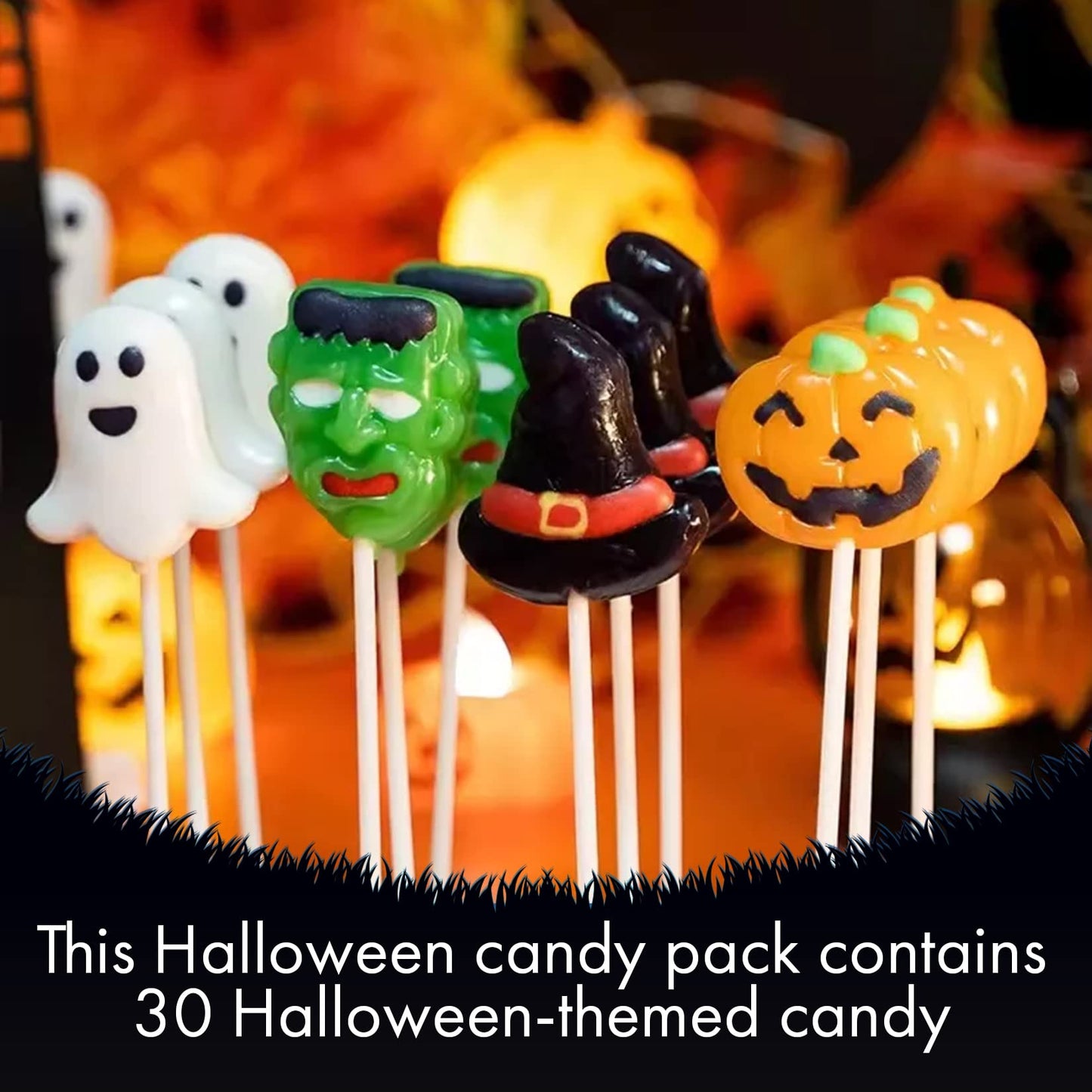 Fusion Select Candy Lollipops - Halloween Suckers - Trick Or Treat Candies For Kids - Frankenstein'S Monster, Jack O Lantern, Gh