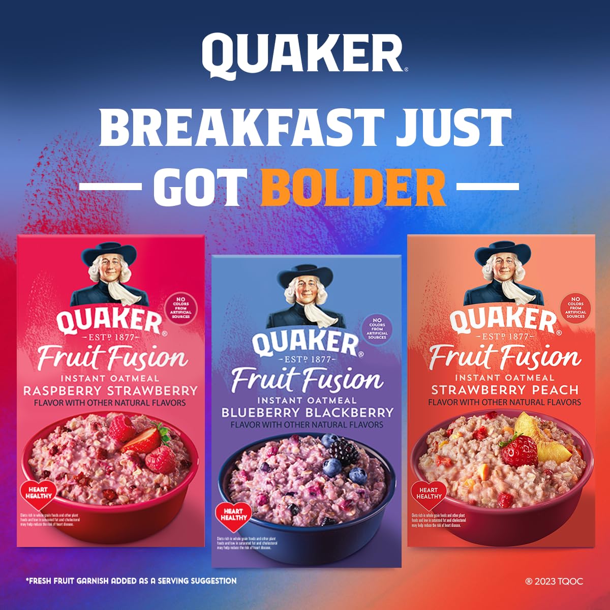 Quaker Instant Oatmeal, Fruit Fusion, 3 Flavor Variety Pack, 1.41Oz Packets (32 Pack)