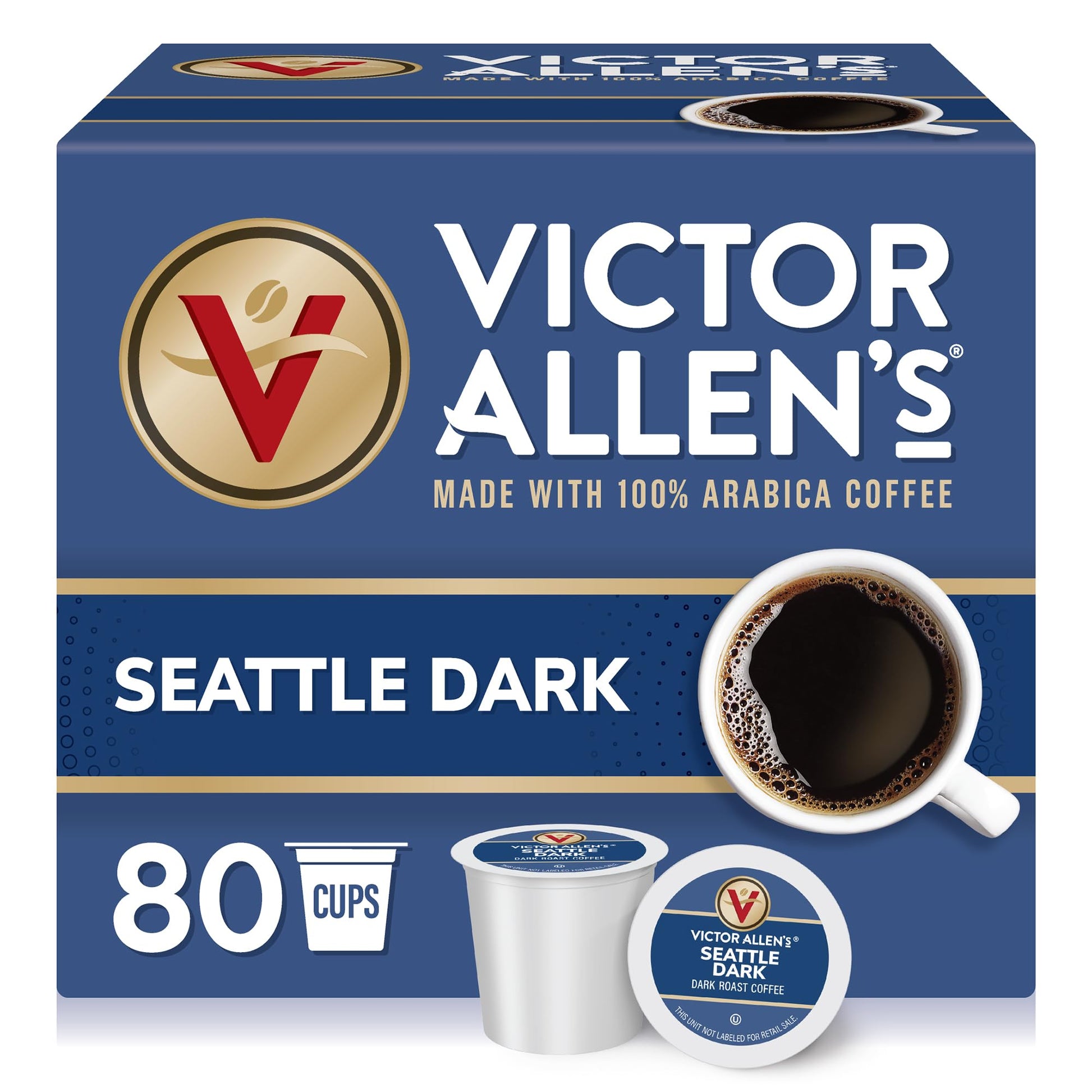 Victor Allens Coffee Dark Roast Single Serve Pods, 80 Count, for Keurig K-Cup Brewers, Brown