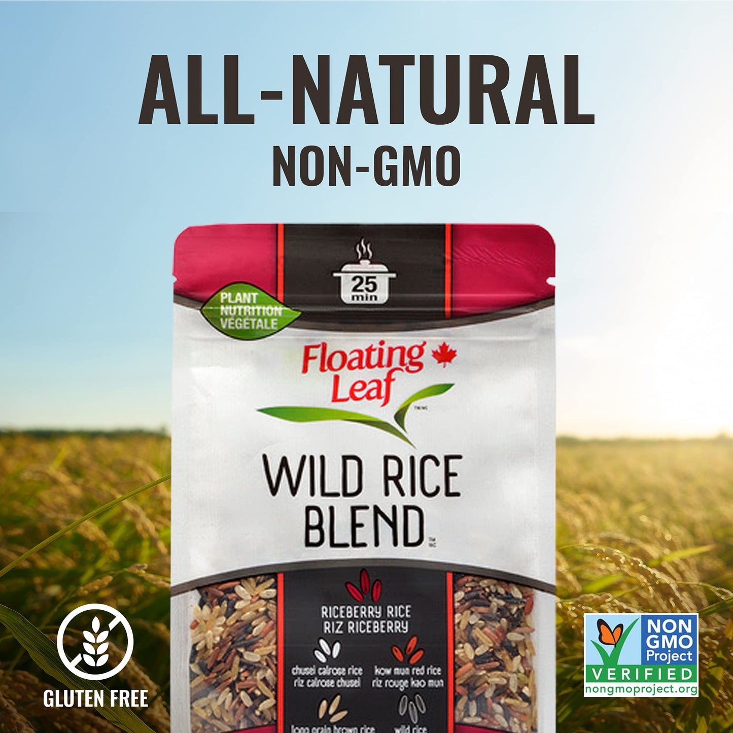 Floating Leaf Wild Rice Blend - 14 ounces, 1 count - Wild Rice Blend With Riceberry, Red Rice And Brown Rices - Gluten Free - No