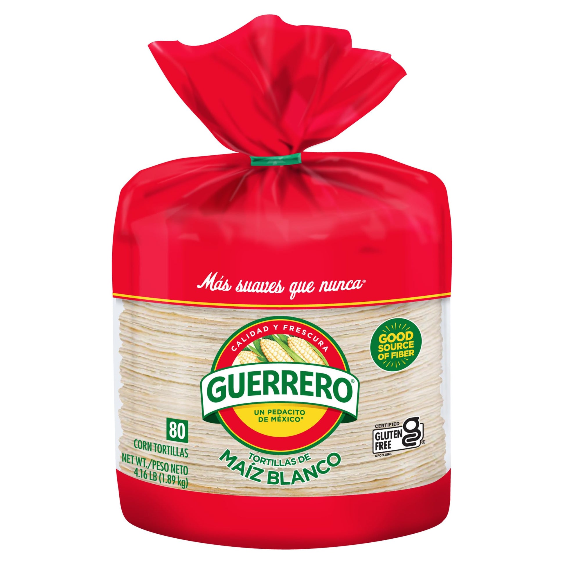Guerrero White Corn Tortillas, Gluten Free, Trans Fat Free, Bulk Soft Taco Size, 80 Count