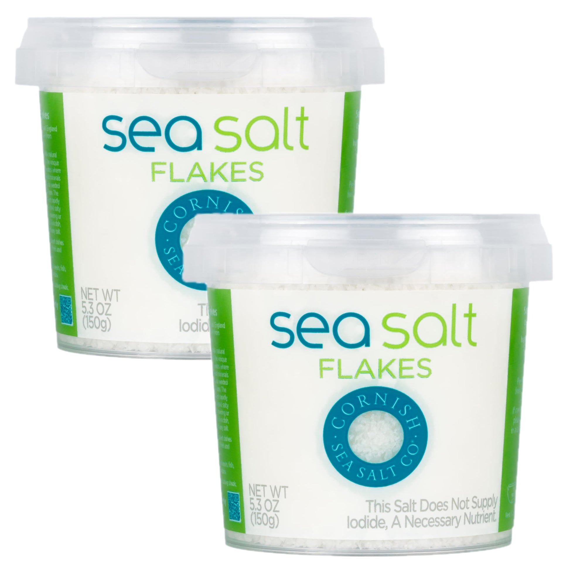Cornish Sea Salt Mineral Flakes | Cooking & Hydration | Hand-Harvested In Celtic Waters | 5.3 Oz Resealable Tub (Pack Of 2)