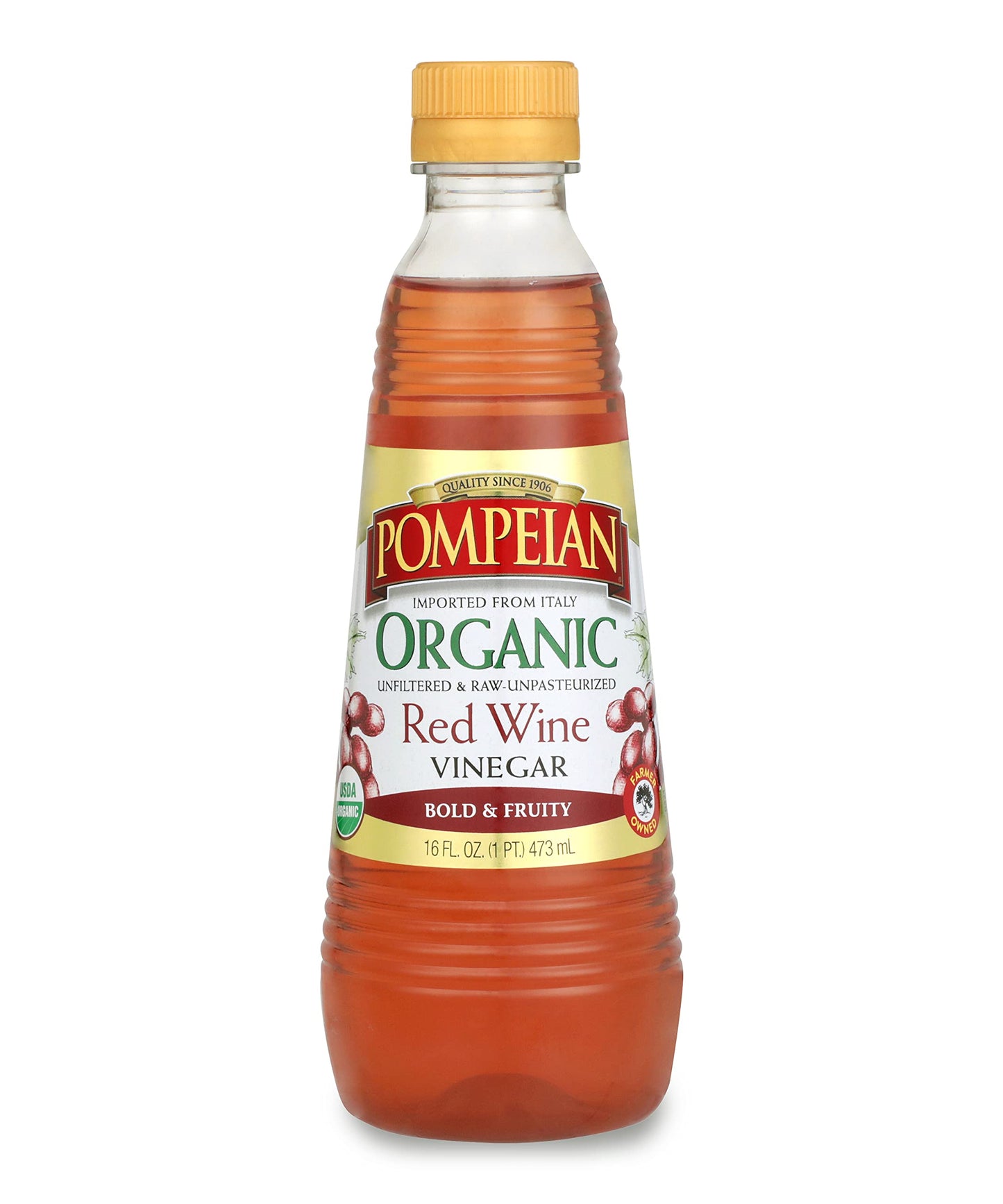 Pompeian Gourmet Organic Red Wine Vinegar  Unfiltered & Unpasteurized  Perfect for Marinades  Salad Dressings & Sauces  16 FL. OZ.