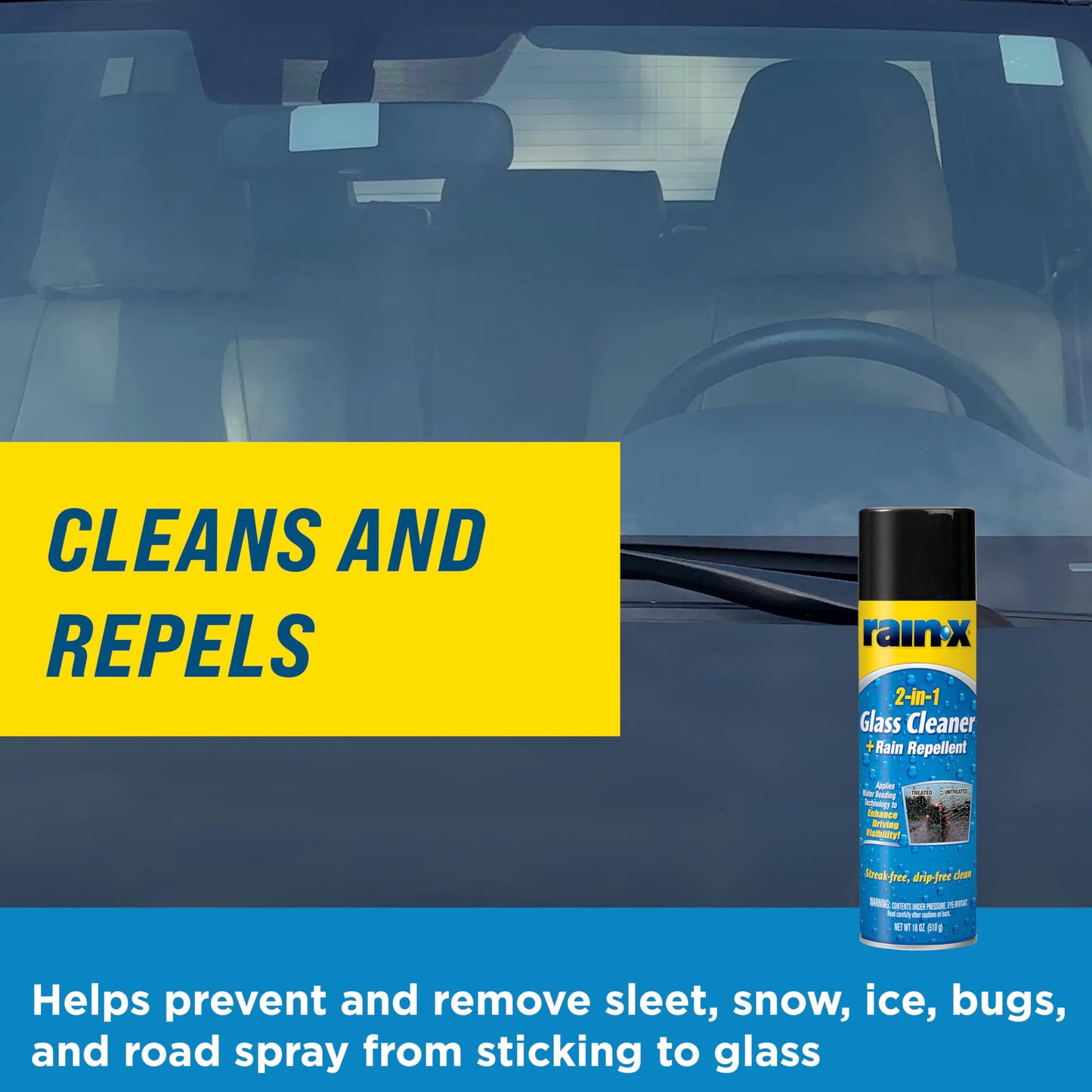Rain-X 5080233 2-In-1 Glass Cleaner Plus Rain Repellent, 18 Ounce , Blue