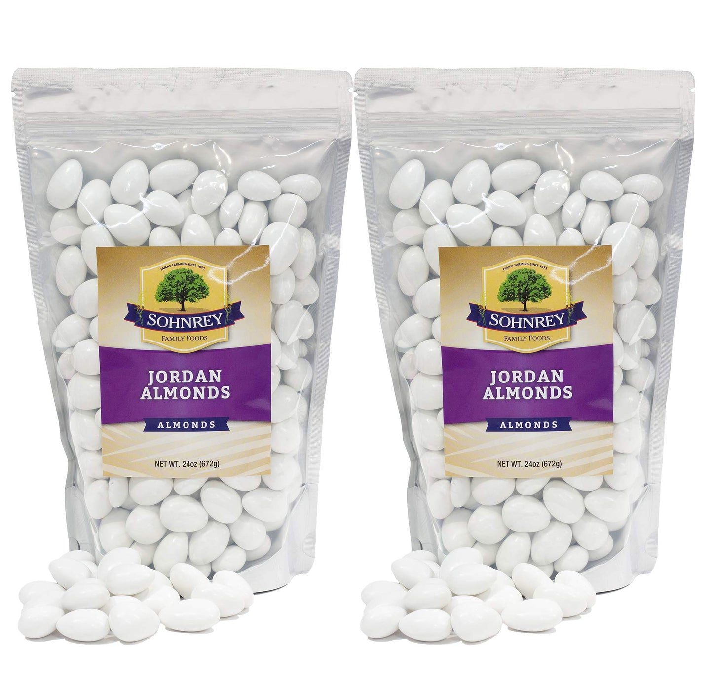 White Jordan Almonds (2-Pack) Wedding Shower Party Favor Premium White Candied Nuts (3 Lbs Total)