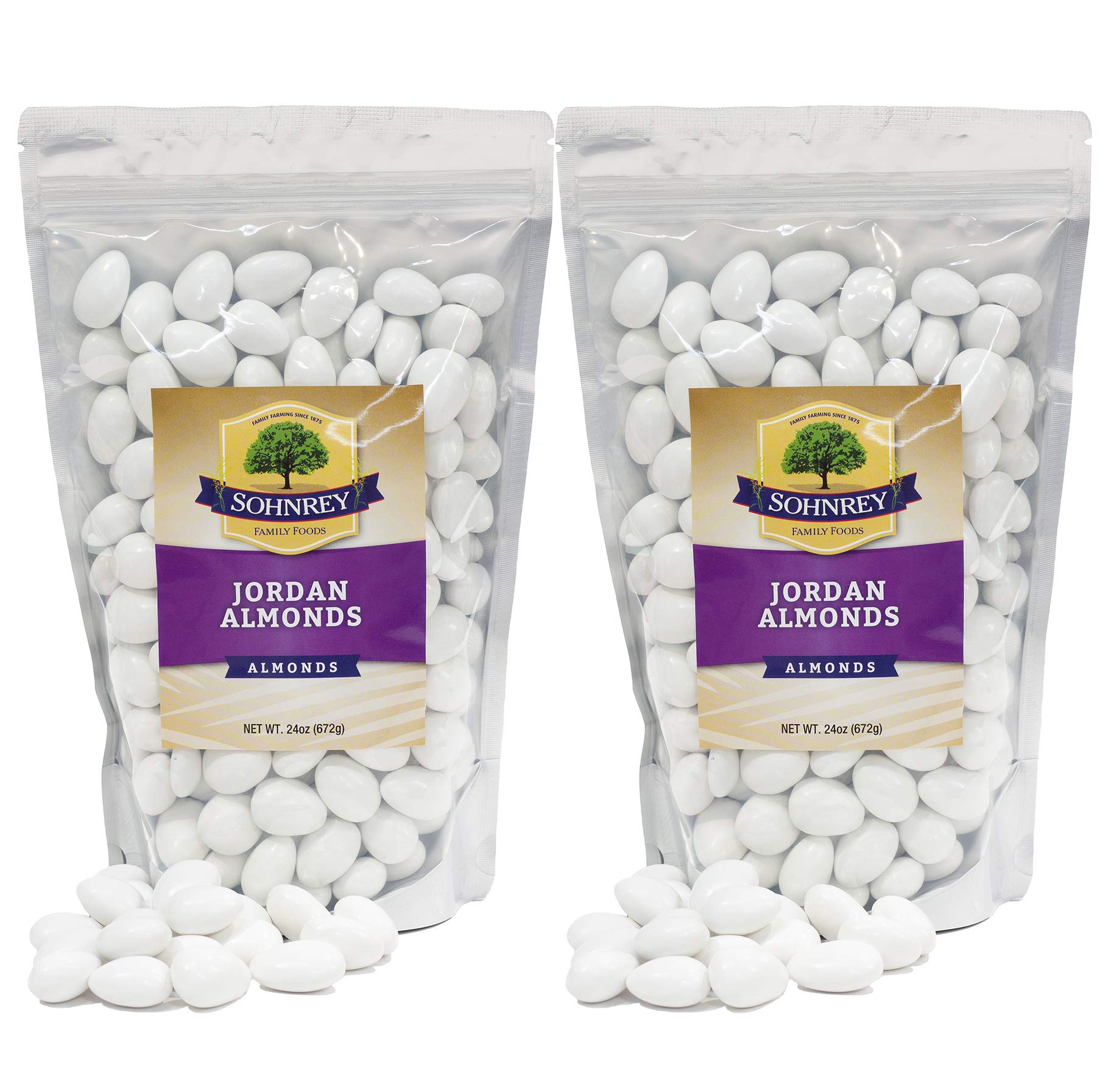 White Jordan Almonds (2-Pack) Wedding Shower Party Favor Premium White Candied Nuts (3 Lbs Total)