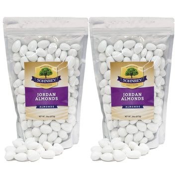 White Jordan Almonds (2-Pack) Wedding Shower Party Favor Premium White Candied Nuts (3 Lbs Total)
