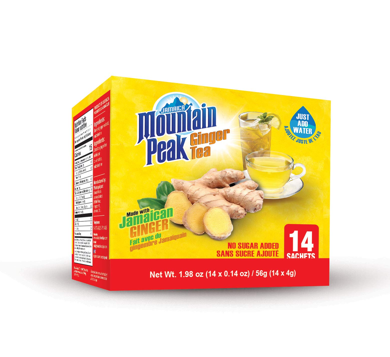 Jamaica Mountain Peak Ginger Instant Tea Unsweetened 14 Sachets