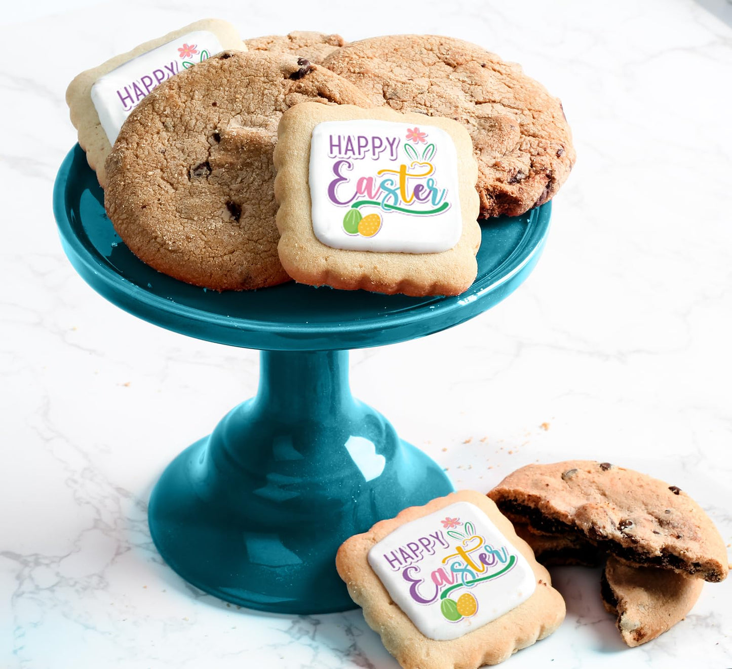 Happy Easter Cookie Gift Basket Chocolate Chip Cookies Fudge Filled For Men Women Kids | Individually Wrapped | Large Cookies Fr
