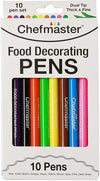 Chefmaster - Food Decorating Pens - Edible Markers - 10 Pack - Dual-Tipped Pens, Fade-Resistant Color, Easily Decorate Desserts 