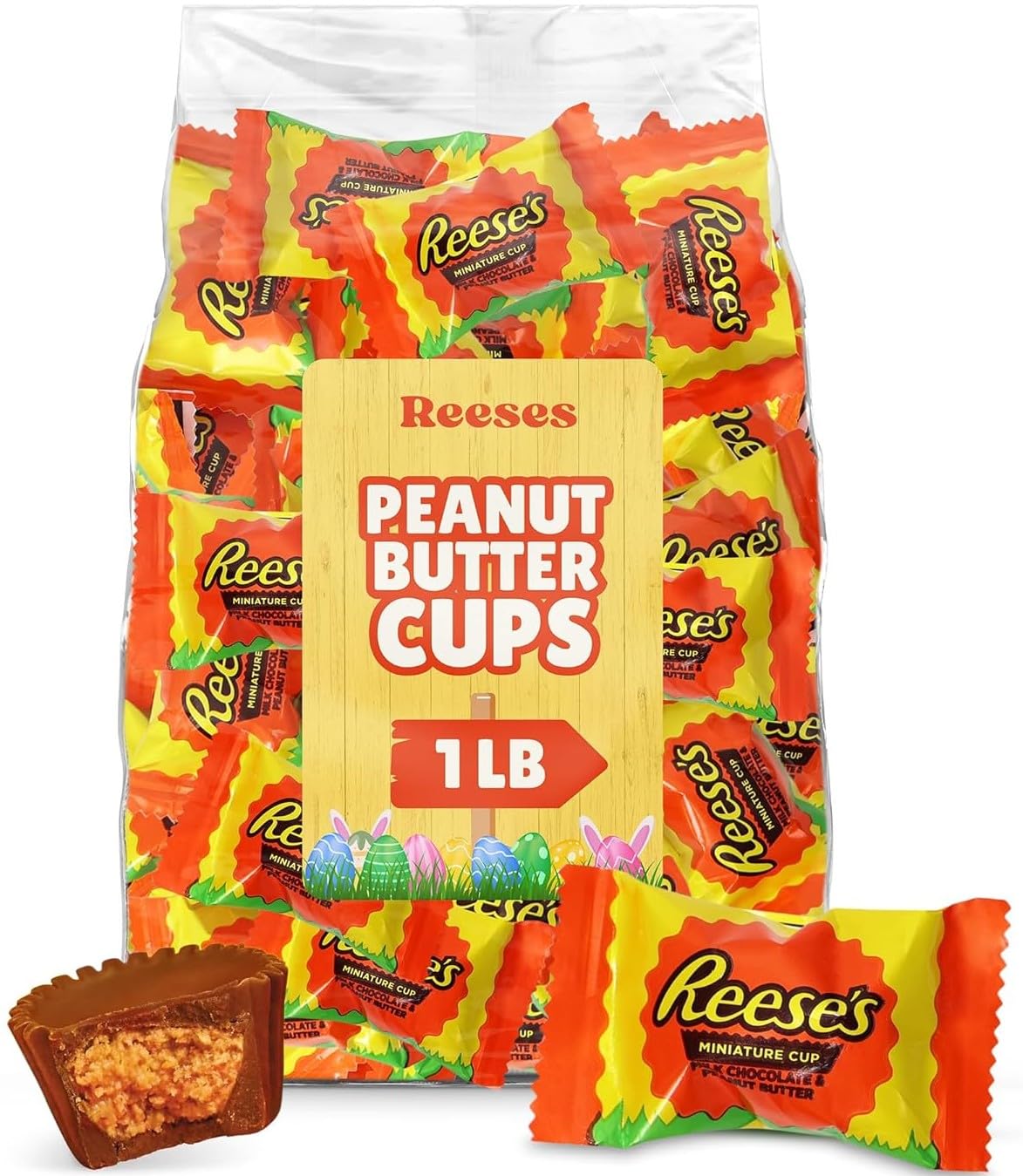 Bulk Peanut Butter Cup Miniatures Candy - 1.5 Pound (75 Pieces) Individually Wrapped Milk Chocolate Candy For Parties & Treats