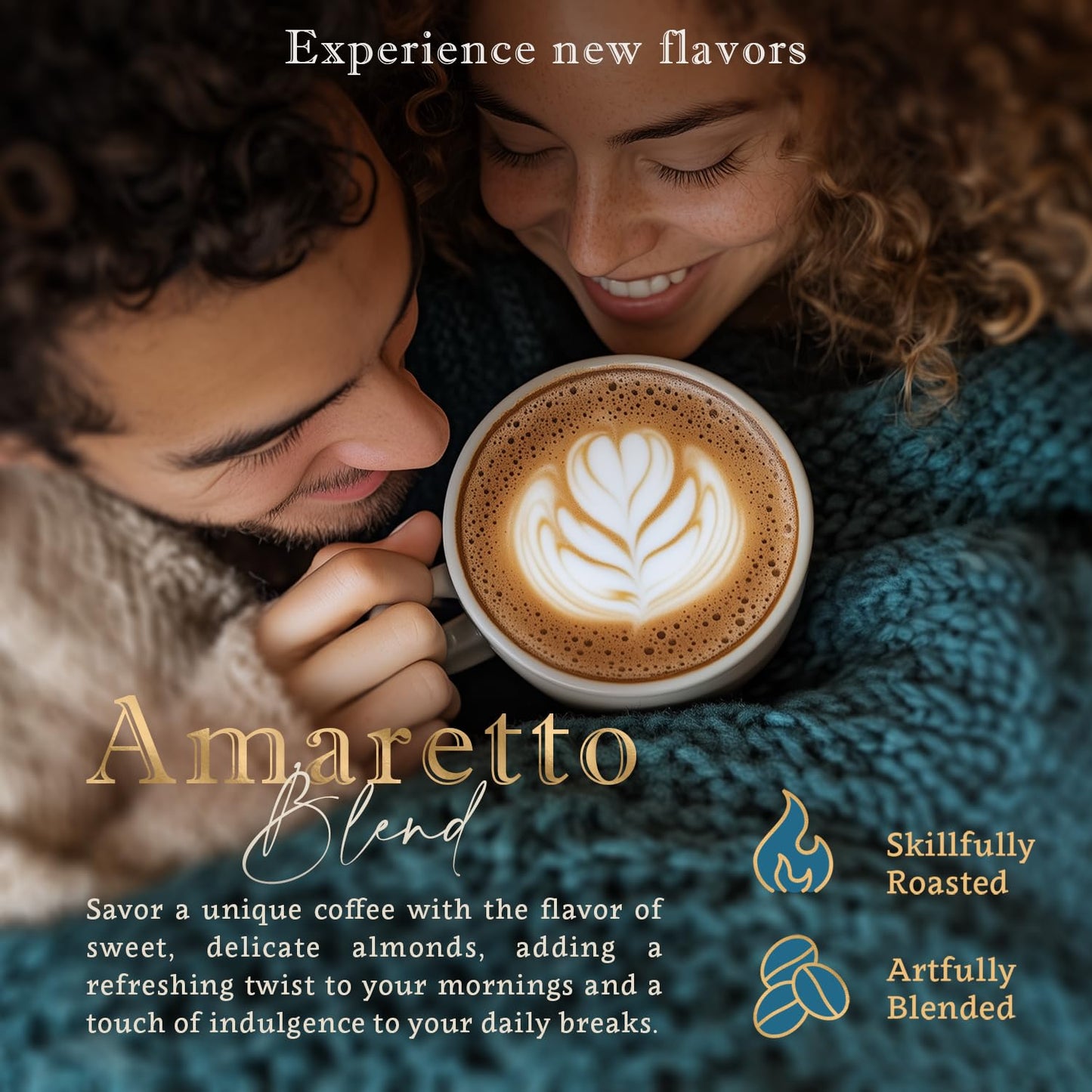 COFFEA FLAVOR Amaretto Flavored Whole Bean Coffee, 100% Arabica, Medium Roast, 16 Ounce