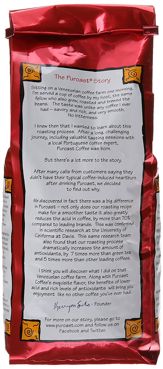 Puroast Low Acid Whole Bean Coffee | Medium Roast | 35.2 Ounce | Specialty Medium-Dark Roast