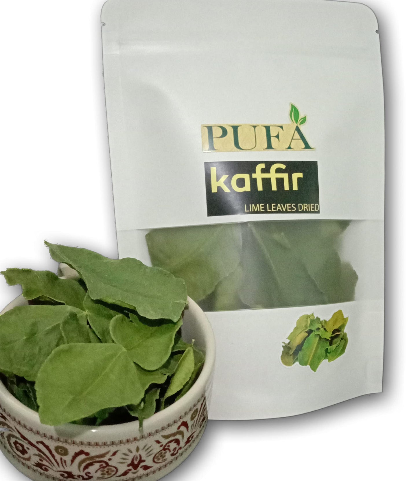 Pufa Dried Kaffir Lime Leaves - Pure Natural Lime Tree Leaf in Resealable Bag - Fresh Kaffir Lime Plant Leaves for Panang Curry,