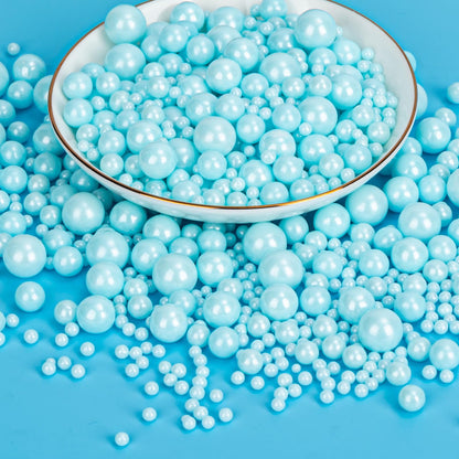 Twisweet Blue Pearl Sprinkles for Cake Decorating, Edible Sugar Pearls for Baking, Mix Size, Cake Topper Cupcake Cookie Ice Crea