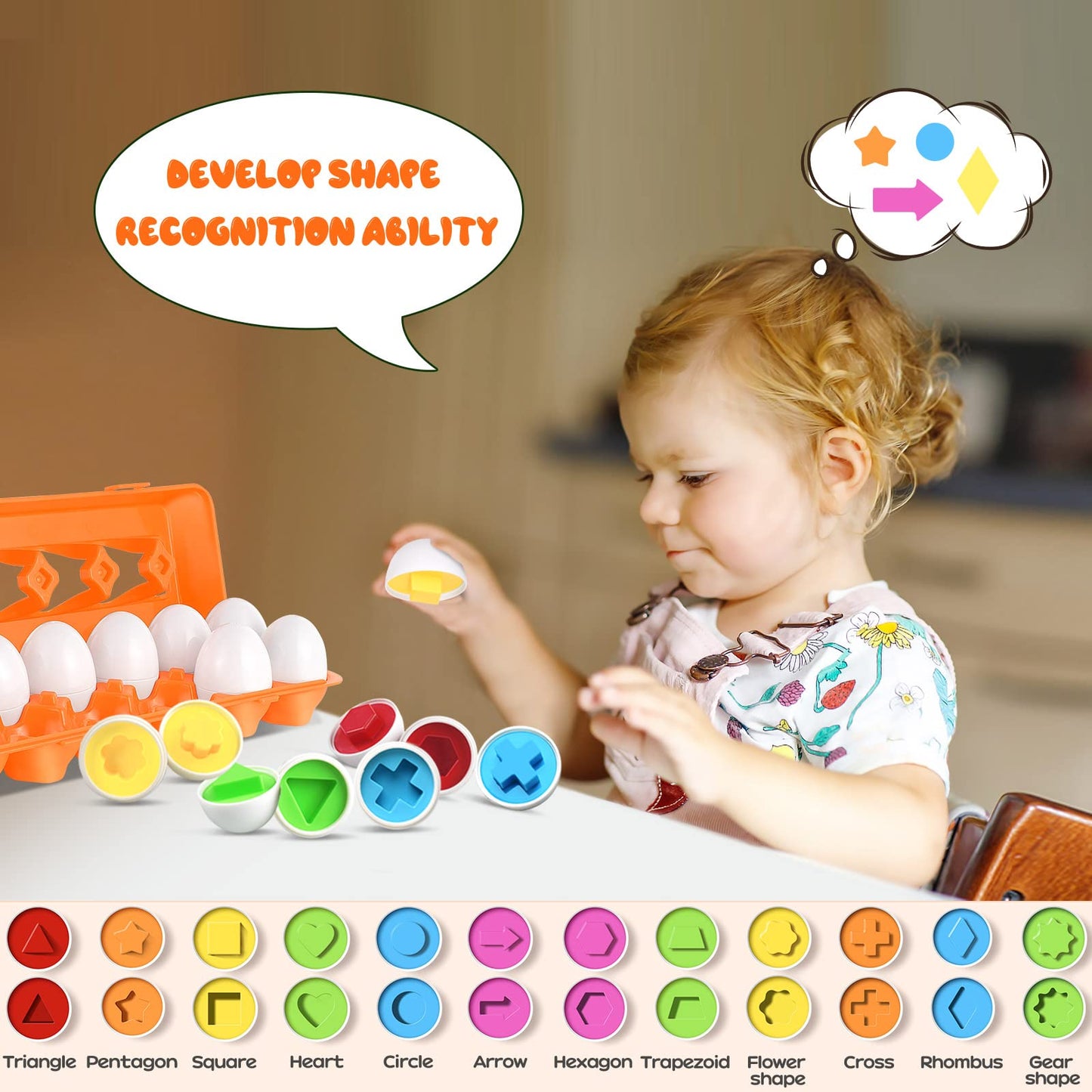 Cpsyub Egg Toys For Toddlers 1-3, Easter Eggs Learning Toys For 1, 2, 3 Year Old Girlsboys, Montessori Egg Matching Toy Educatio
